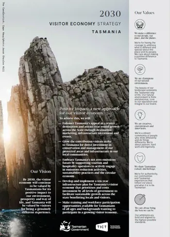 Cover of the 2030 Visitor Economy Strategy Tasmania Fact Sheet