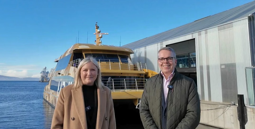 Tourism Tasmania CEO Sarah Kingston Clark and Tourism Australia Managing Director Robin Mack in Hobart