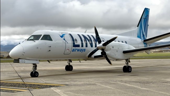 Link Airways aircraft on the tarmac after landing at Launceston Airport from Canberra